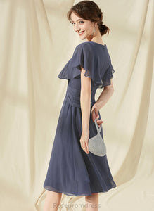 Silhouette A-Line Neckline Length Ruffle Embellishment Fabric V-neck Knee-Length Josie V-Neck A-Line/Princess Bridesmaid Dresses