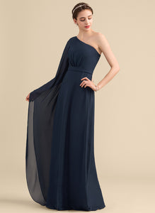 Silhouette Fabric Ruffle Neckline Embellishment Length Floor-Length One-Shoulder A-Line Roselyn Half Sleeves Floor Length Bridesmaid Dresses
