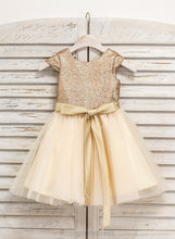 Load image into Gallery viewer, Naima Junior Bridesmaid Dresses With Sash Tulle Knee-Length A-Line Neck Scoop