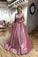Unique A line Pink Sequins Spaghetti Straps Prom Dresses, Evening SRS15678