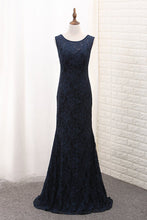 Load image into Gallery viewer, 2024 Lace Mermaid Scoop Prom Dresses With Beading Open Back