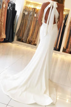 Load image into Gallery viewer, 2024 Halter Open Back Satin Mermaid Evening Dresses With Slit