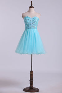 2024 New Arrival Sweetheart A-Line Tulle Homecoming Dresses With Beading