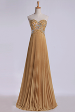 Load image into Gallery viewer, 2024 New Arrival Sweetheart Full Beaded Bodice Pick Up Shirred Chiffon Skirt Floor Length