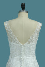 Load image into Gallery viewer, 2024 Scoop Wedding Dresses Mermaid With Applique Lace Open Back