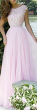 Load image into Gallery viewer, Pink Lace Bodice Prom Dresses Modest Long Evening Gowns For Formal Women Party Gown RS73