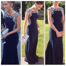 Load image into Gallery viewer, Long Sleeves V-neck Tulle Prom Dress with Detachable Train PG 237