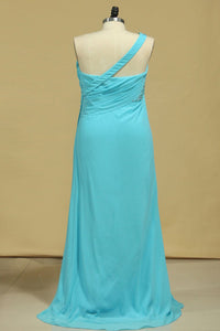 2023 Prom Dresses One Shoulder With Slit And Beads Chiffon