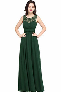 Elegant Chip A-Line Chiffon Evening Bridesmaid Ball Gown Long Dress