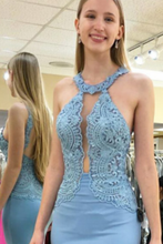 Load image into Gallery viewer, 2024 Prom Dresses Mermaid Satin With Appliques Sweep Train