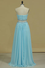 Load image into Gallery viewer, 2024 Two Pieces Sweetheart Prom Dresses Chiffon With Beads And Ruffles A Line