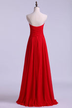 Load image into Gallery viewer, 2024 Simple Prom Dresses Sweetheart A Line Floor Length Chiffon With Ruffles