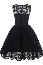 Load image into Gallery viewer, A-Line Scalloped-Edge Sleeveless Vintage Black Lace Knee-Length Homecoming Dress RS235