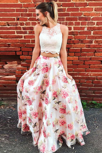 Beautiful 2 Pieces A-Line Prom Dresses For Girls Party Dresses