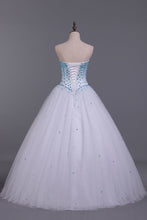 Load image into Gallery viewer, 2024 Sweetheart Prom Dresses A Line Floor Length Beaded Bodice With Tulle Skirt