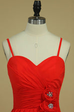Load image into Gallery viewer, 2024 Spaghetti Straps Princess Bridesmaid Dress Short/Mini With Ruffles Chiffon