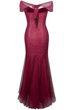 Load image into Gallery viewer, Halter Bateau Beaded Tulle Mermaid Sheath Prom Dresses RS200