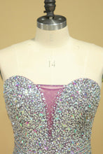 Load image into Gallery viewer, 2024 Plus Size Sweetheart Beaded Bodice Mermaid Taffeta Prom Dresses Floor Length Grape