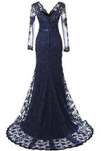 Load image into Gallery viewer, Prom Dresses Lace and Tulle V-Neck Mermaid Evening Dress RS206