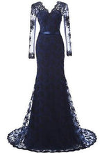 Load image into Gallery viewer, Prom Dresses Lace and Tulle V-Neck Mermaid Evening Dress RS206