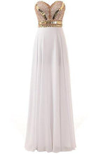 Load image into Gallery viewer, Gorgeous Sweetheart Beaded Chiffon Floor-Length Strapless Long Prom Dresses RS140