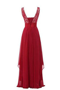 Round Neck Chiffon Lace Long Prom Dresses RS209