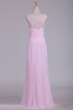 Load image into Gallery viewer, 2024 New Arrival Chiffon &amp; Lace Scoop Bridesmaid Dresses Floor Length