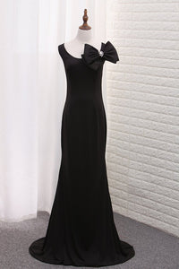 2023 Straps Sheath Evening Dresses With Bow-Knot Sweep Train
