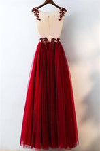 Load image into Gallery viewer, Elegant Burgundy A-Line Lace Tulle Prom Dresses Beautiful Party Dresses