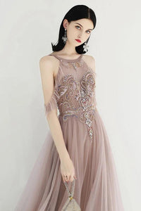 Princess Off the Shoulder Tulle Beads V Back Formal Dresses Dance Prom Dresses SRS15303