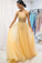 A Line Floor Length Tulle Prom Dress With Sequins Cheap V Neck Long Formal SRSP1NJG7JC