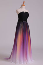 Load image into Gallery viewer, 2024 Prom Dresses A Line Sweetheart Sweep/Brush Chiffon Multi Color Ship Today