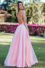 Load image into Gallery viewer, 2024 Spaghetti Straps Prom Dresses Beaded Bodice Tulle Floor Length Open Back