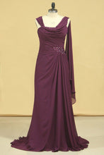 Load image into Gallery viewer, 2024 Straps Mother Of The Bride Dresses Chiffon With Beading And Ruffles Sheath