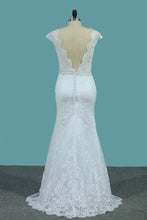 Load image into Gallery viewer, 2024 Lace Wedding Dresses Scoop With Beaded Waistline Covered Button Open Back