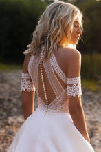 Load image into Gallery viewer, Sexy Lace Appliques High Neck Country Wedding Dresses, Beach Bridal Dresses SRS15528