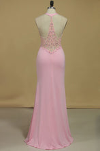 Load image into Gallery viewer, 2024 Sheath Scoop With Beading And Slit Prom Dresses Sweep Train Spandex