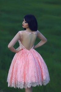 Lace Pink Homecoming Dress Lace Short Prom Dress Country Homecoming Gowns RS903