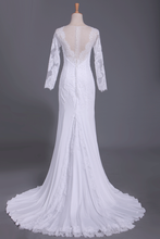 Load image into Gallery viewer, 2024 Wedding Dresses Scoop Long Sleeves Spandex Court Train With Applique