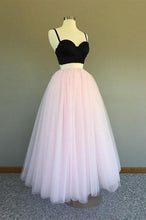 Load image into Gallery viewer, A Line Two Pieces Spaghetti Straps Black And Pink Prom Dresses, Formal SRS15614