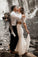 Two Pieces Lace Off the Shoulder Short Sleeves Wedding Dresses, Beach Wedding Gowns SRS15446