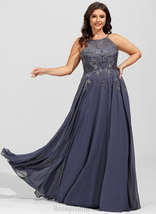 With Prom Dresses Scoop Floor-Length Stephany A-Line Chiffon Sequins Lace