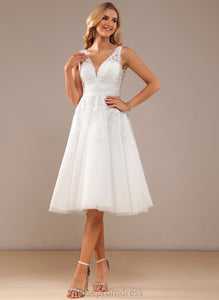 Addyson Tulle A-Line Dress Lace Lace V-neck With Knee-Length Wedding Dresses Wedding