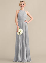 Load image into Gallery viewer, Phyllis Scoop With A-Line Chiffon Prom Dresses Pleated Floor-Length Lace