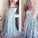V-Neck Sleeveless Blue Tulle Appliques Affordable Long A-line Sleeveless Prom Dresses RS512