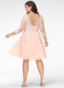 Lace With Dress Lace Cocktail Dresses Knee-Length Lucinda A-Line Chiffon Neck Cocktail Scoop