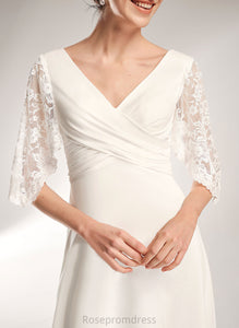 Floor-Length Wedding Dress With V-neck Lace Keira Chiffon Wedding Dresses Sheath/Column