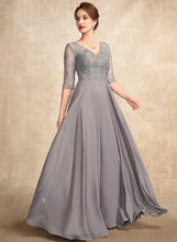 Load image into Gallery viewer, of Dress the Floor-Length Thirza Sequins With Mother Bride V-neck A-Line Mother of the Bride Dresses Chiffon Lace