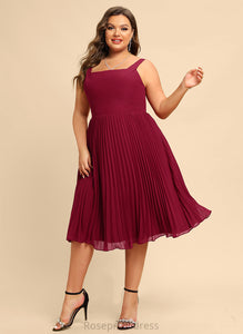 Square Cocktail Dresses Chiffon Dress Knee-Length A-Line Cocktail Ariella Pleated Neckline With
