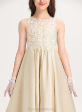Load image into Gallery viewer, Satin Amiah Junior Bridesmaid Dresses Scoop Ball-Gown/Princess Lace Neck Floor-Length
